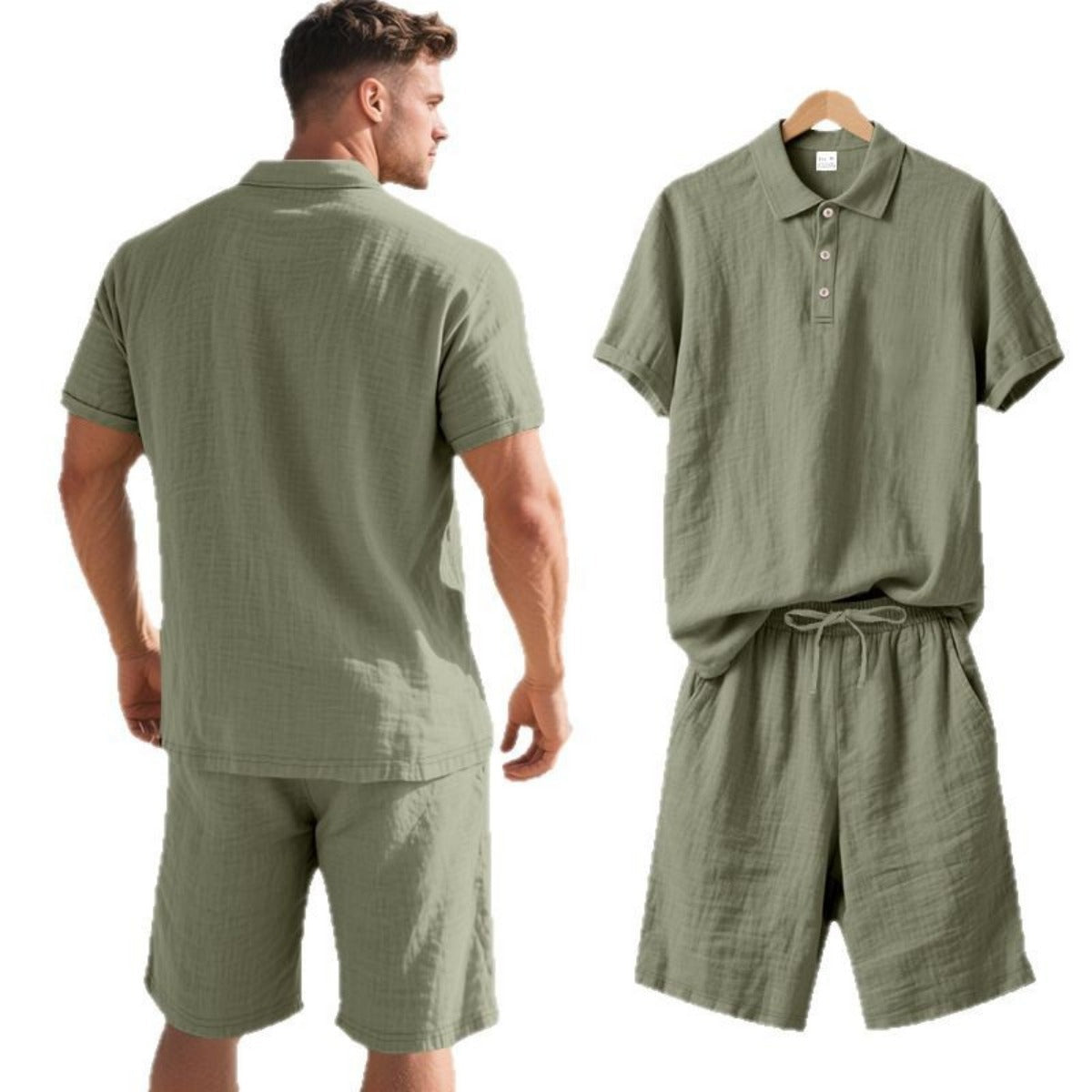 Eveloria Damen Kurzärmliges Poloshirt Strandanzug Shorts Set