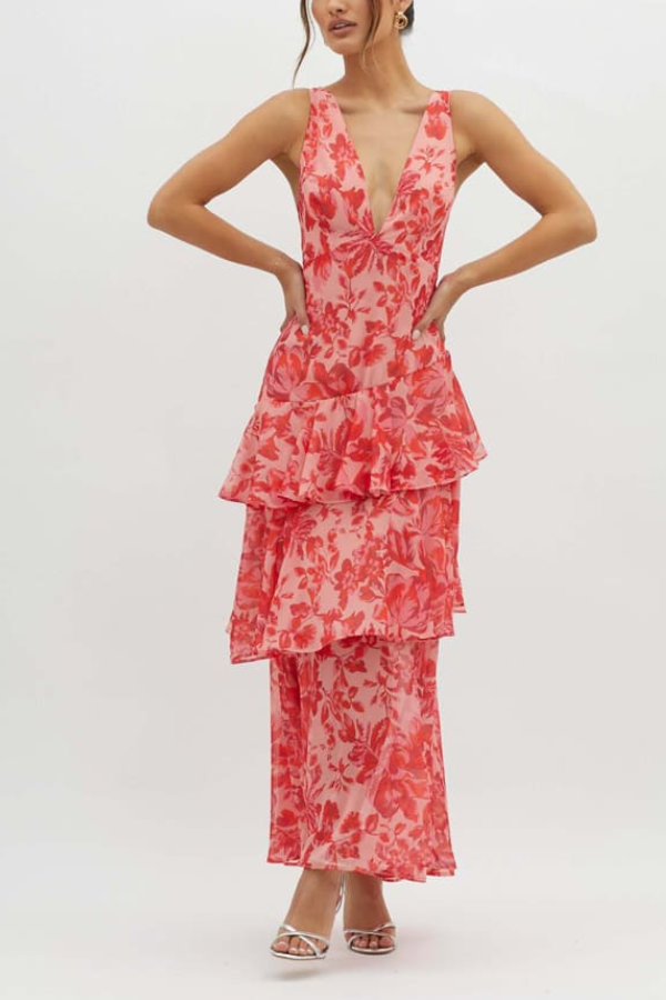 Eveloria Damen Maxi-Kleid Rüschens-Design Träger Schwarz - Eveloria