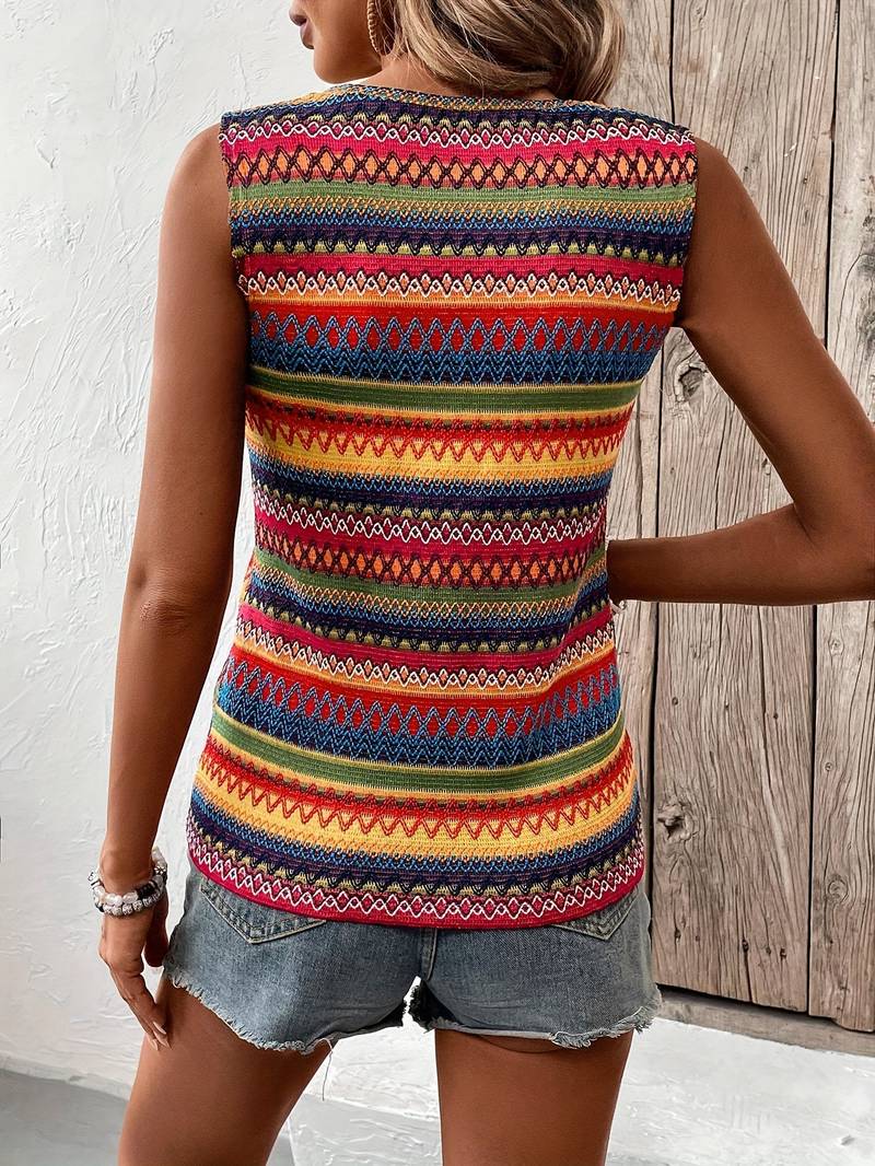 Eveloria Damen Tanktop Bunt Gestreift