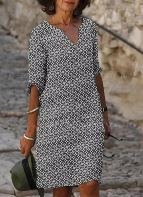 Damen Sommerkleid 3/4-Ärmel Minikleid