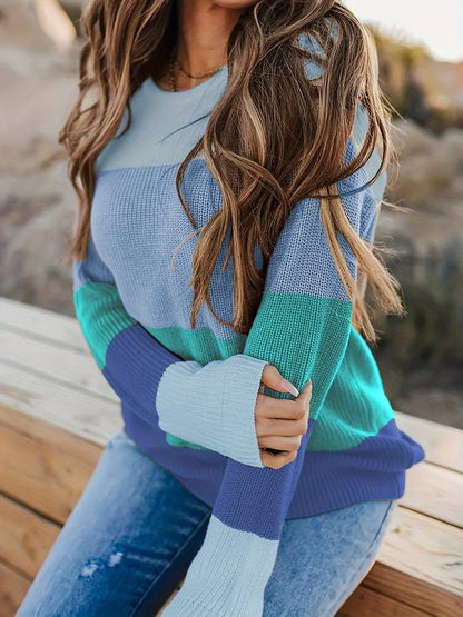 Eveloria Damen Strickpullover Gestreift