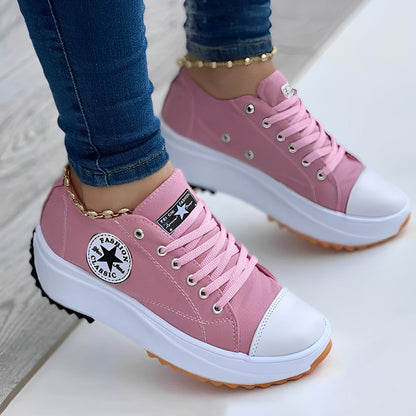 Eveloria Damen Turnschuhe Canvas Weiß