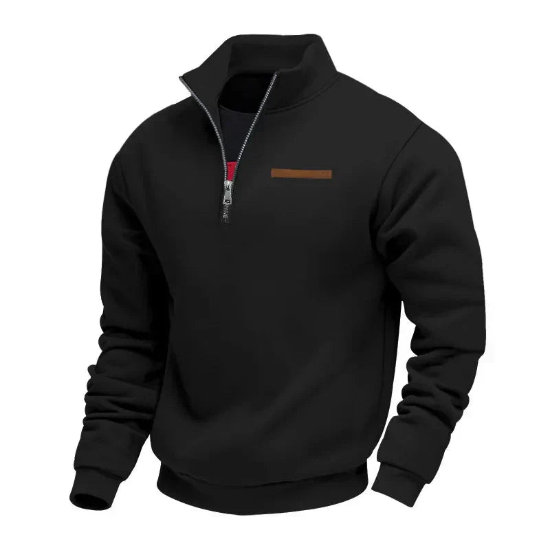 Herren Sport Sweatshirt Reißverschluss Stehkragen Warm Funktionsshirt