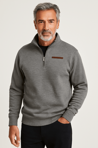 Herren Sport Sweatshirt Reißverschluss Stehkragen Warm Funktionsshirt