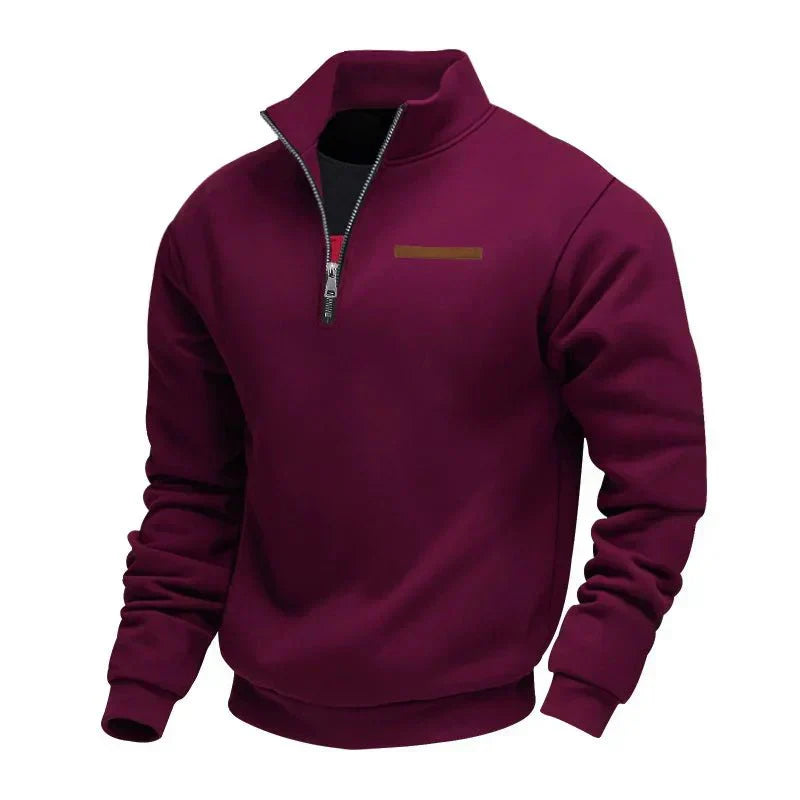 Herren Sport Sweatshirt Reißverschluss Stehkragen Warm Funktionsshirt