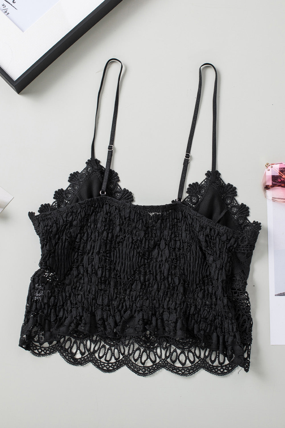 Damen Spitzen-Cami V-Ausschnitt Cropped