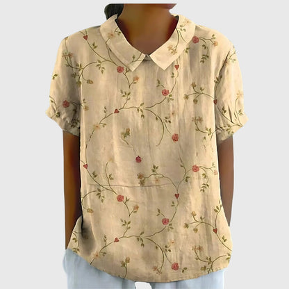 Damen Bluse Kurzarm Blumenmuster