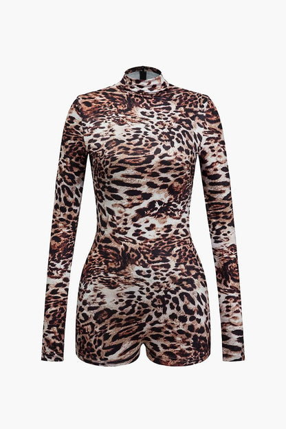 Damen Langarm-Body Leopardenmuster - Norvielle