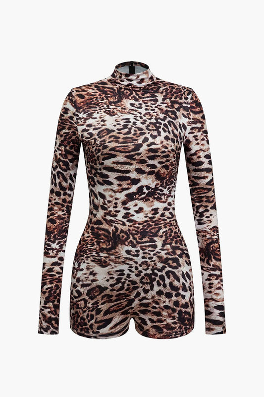 Damen Langarm-Body Leopardenmuster - Norvielle
