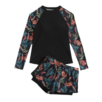 Damen Tankini Badeanzug Langarm Doppelhose