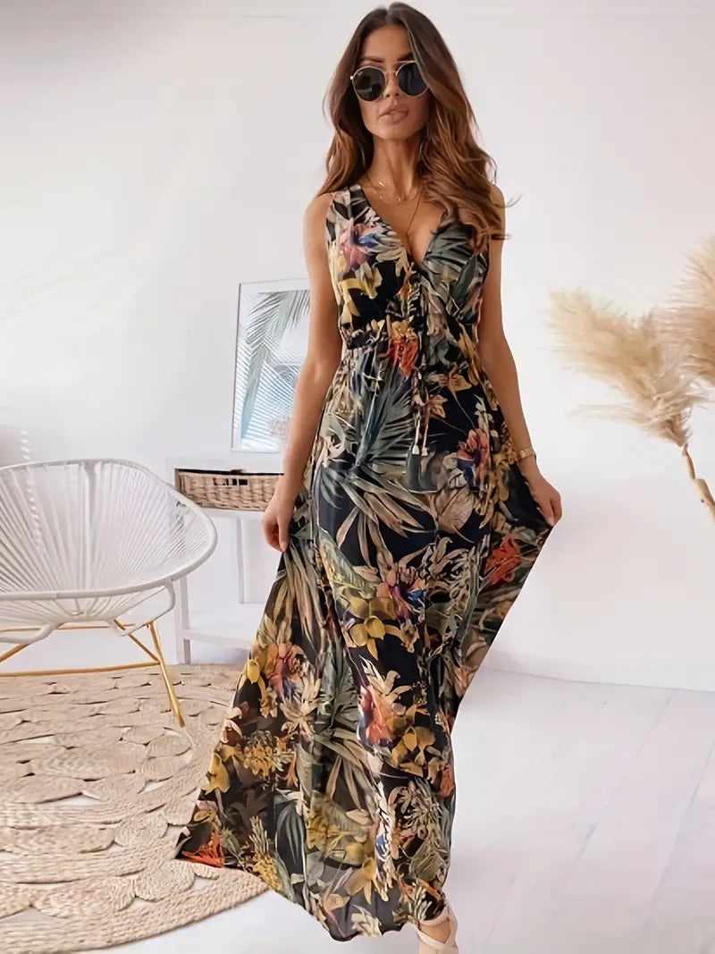 Eveloria Damen Maxi-Kleid Boho-Stil Mit Kordelzug