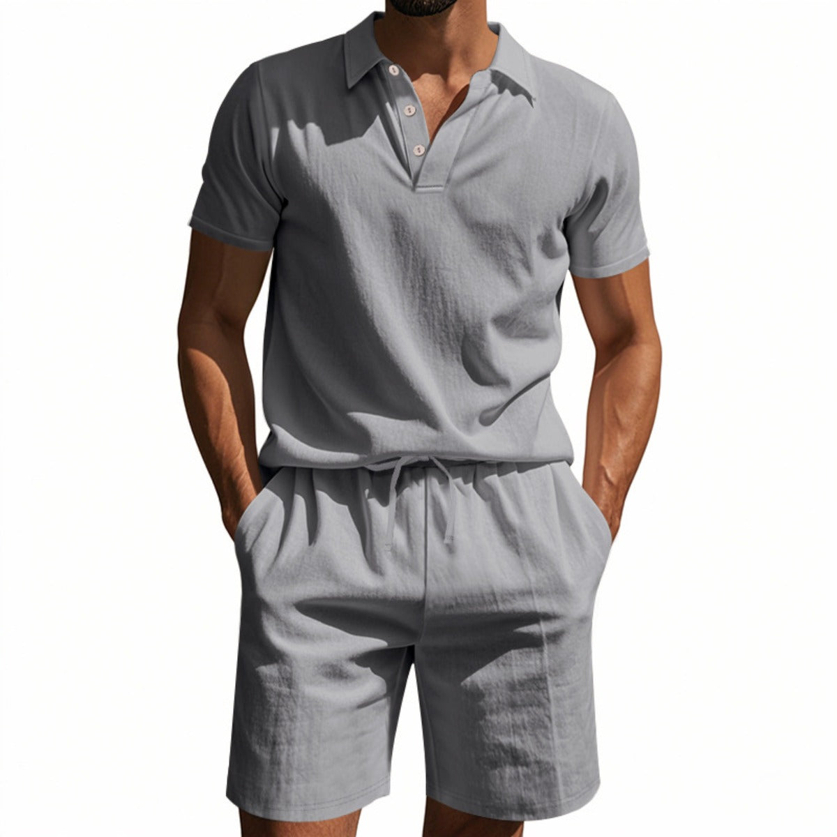 Eveloria Damen Kurzärmliges Poloshirt Strandanzug Shorts Set
