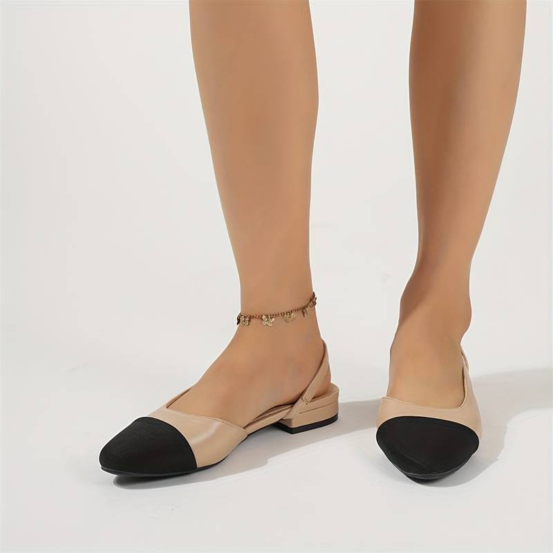 Damen Slingback Ballerinas Beige Klassisch