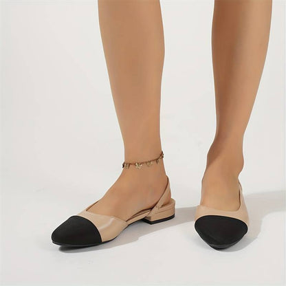 Damen Slingback Ballerinas Beige Klassisch