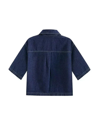 Damen Denim Zweiteiler Kurzärmelige Jacke