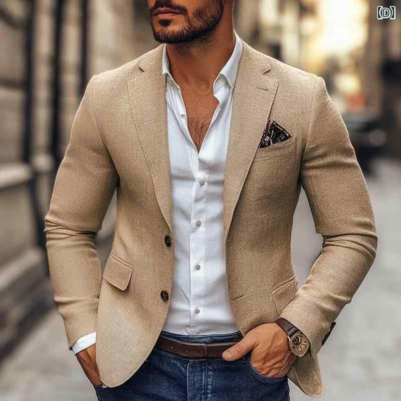 Herren Wildlederblazer Braun Eleganter Zweiknopf-Look - Eveloria
