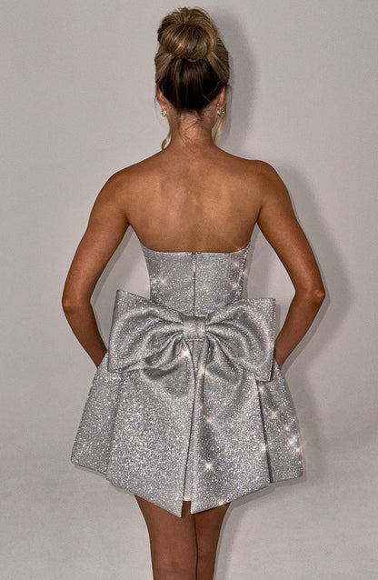 Damen Trägerloses Kurzkleid Strukturiert Feminin