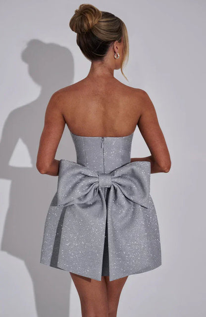 Damen Trägerloses Kurzkleid Strukturiert Feminin