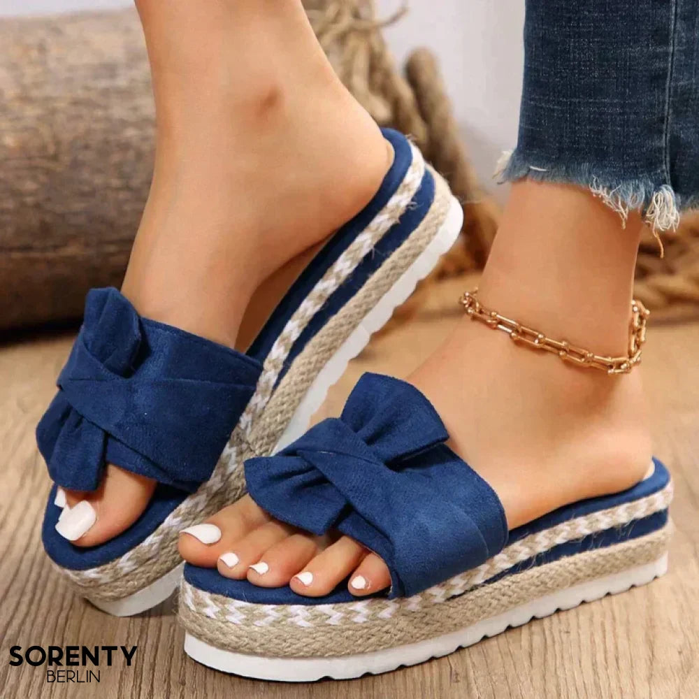 Eveloria Damen Orthopädische Sandalen Schleife Leder Braun - Eveloria
