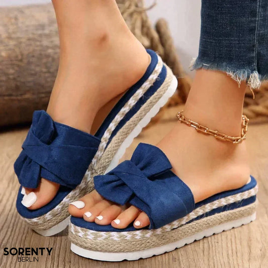 Eveloria Damen Orthopädische Sandalen Schleife Leder Braun - Eveloria