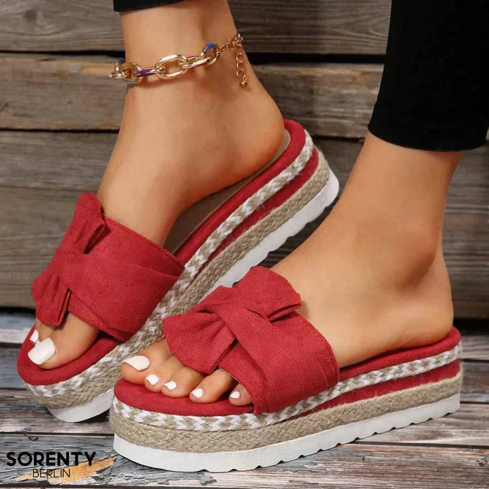 Eveloria Damen Orthopädische Sandalen Schleife Leder Braun