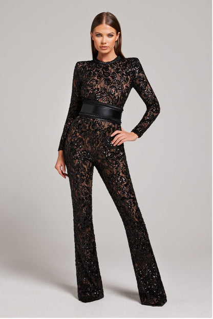 Eveloria Damen Jumpsuit Eleganz Spitze