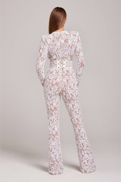 Eveloria Damen Jumpsuit Eleganz Spitze