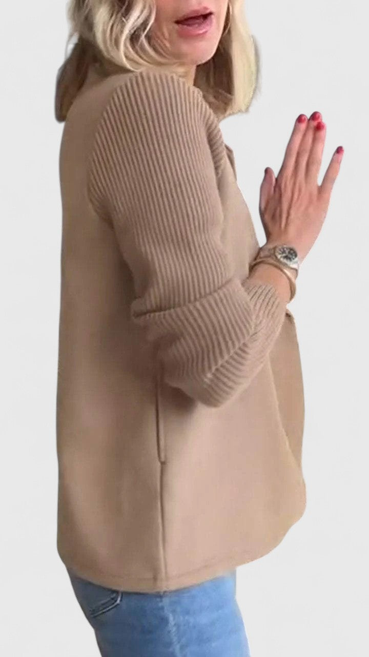 Damen Blazer Strickärmel Doppelreihe Elegant