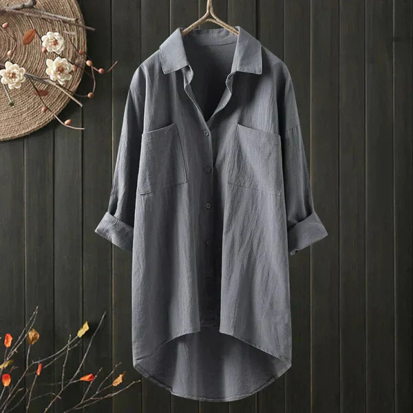 Damen Übergröße Bluse mit Brusttasche