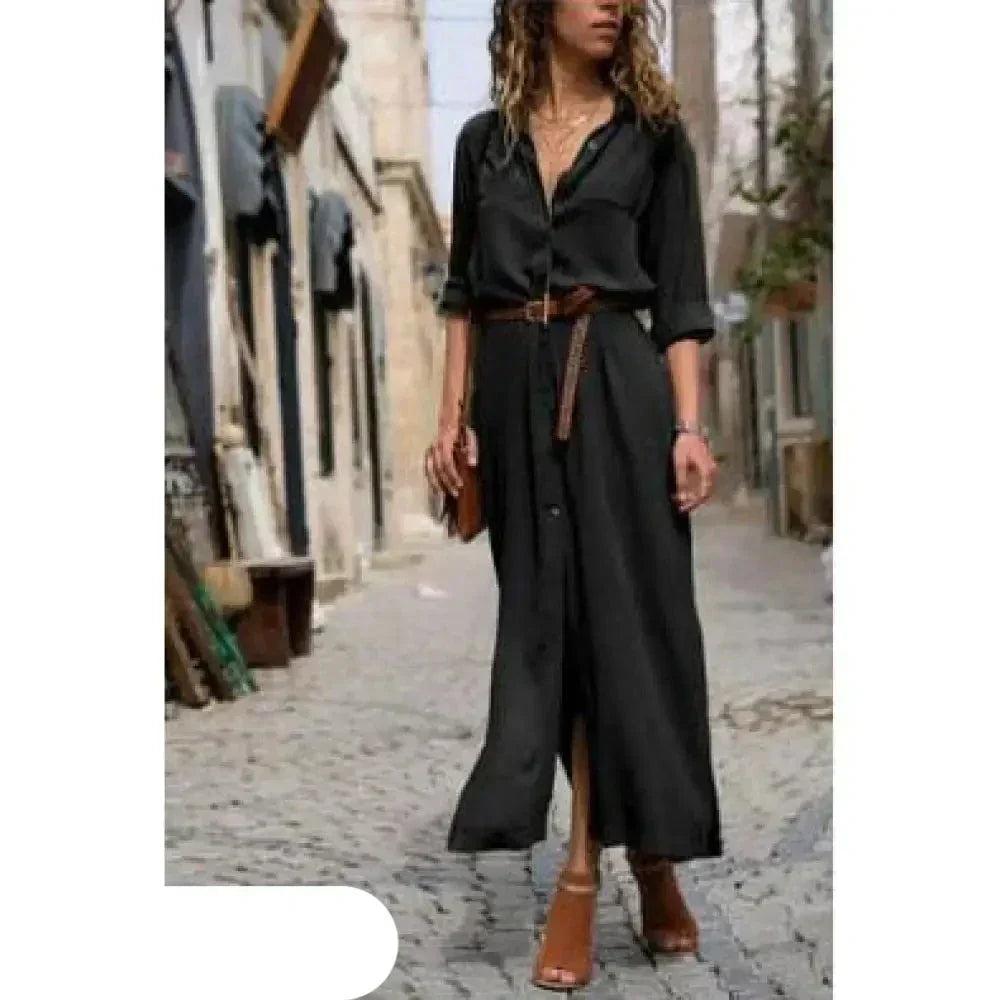 Eveloria Damen Hemdkleid Knöpfe Lässig