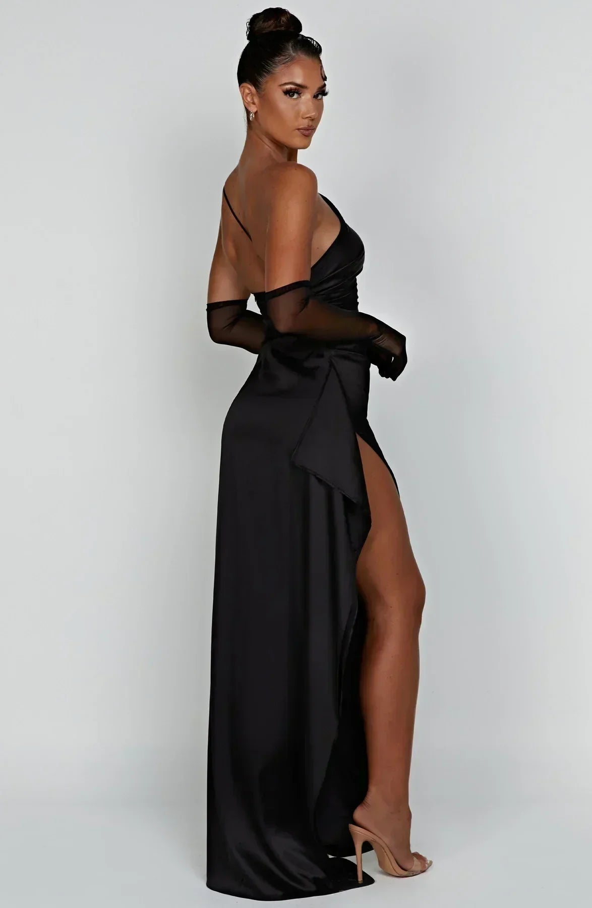 Eveloria Damen One-Shoulder-Kleid Satin