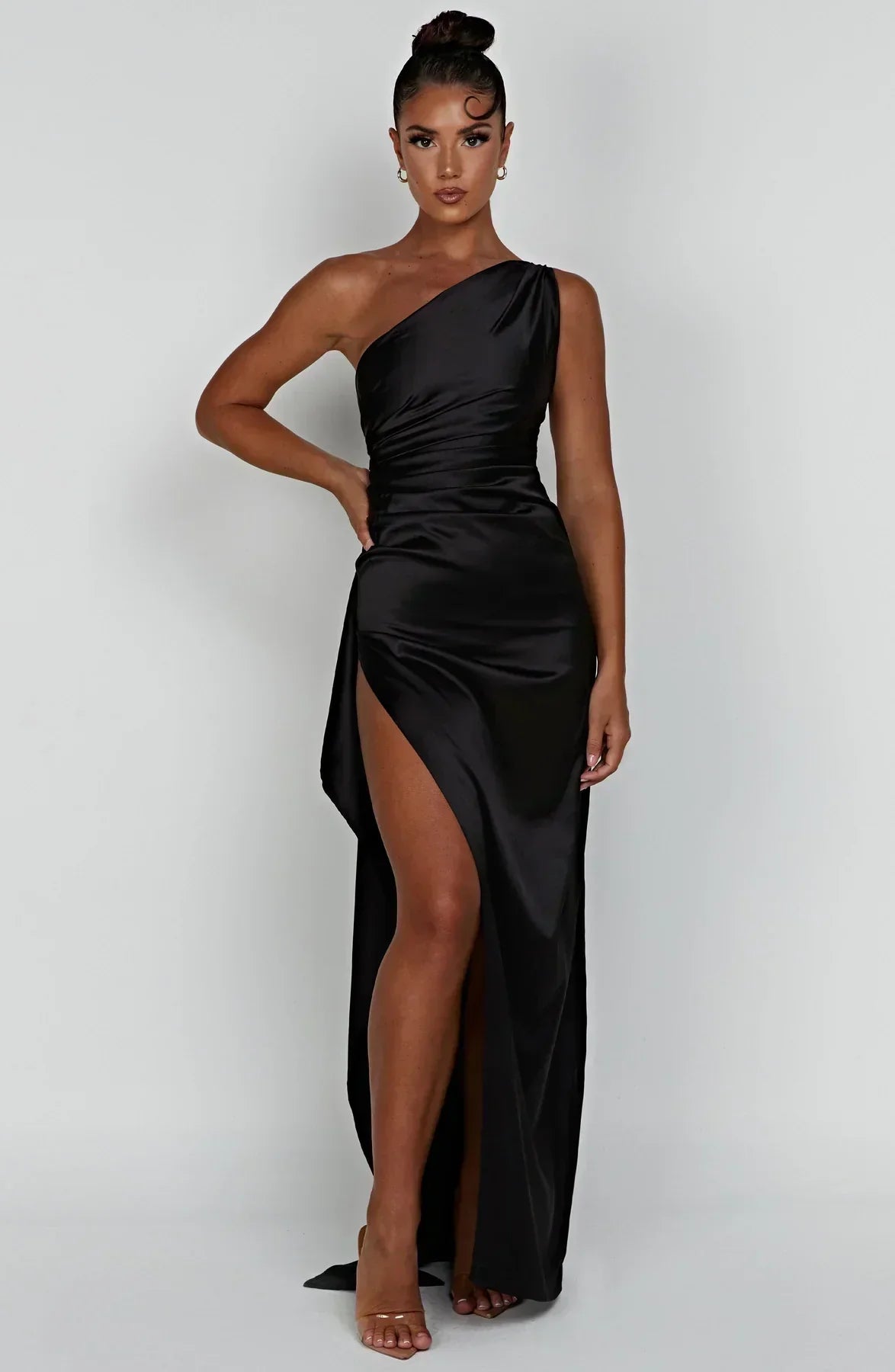 Eveloria Damen One-Shoulder-Kleid Satin