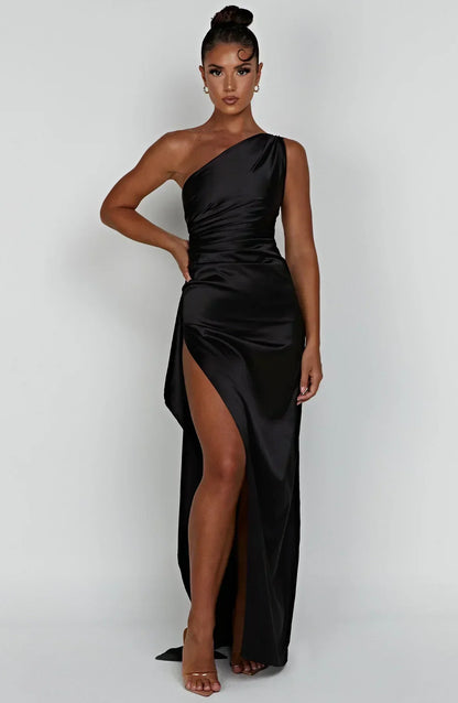 Eveloria Damen One-Shoulder-Kleid Satin