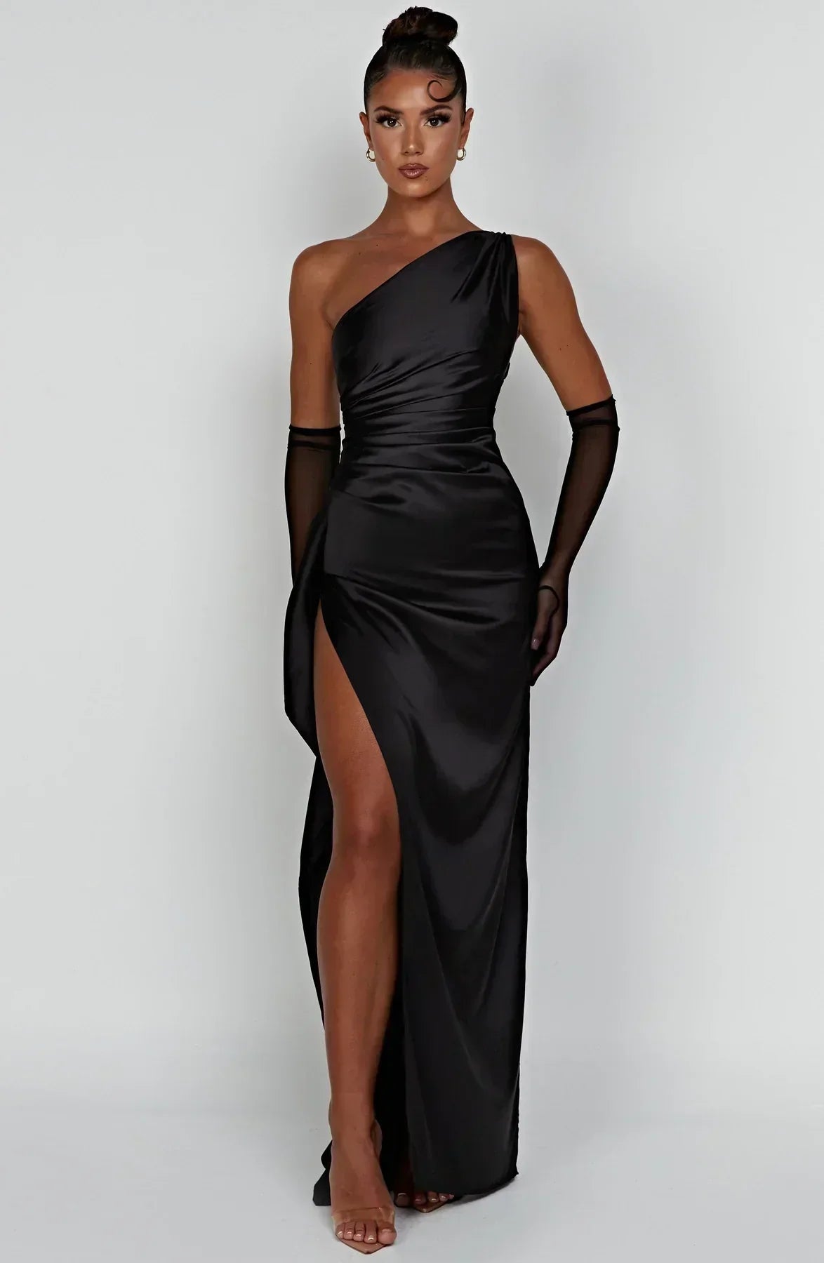 Eveloria Damen One-Shoulder-Kleid Satin