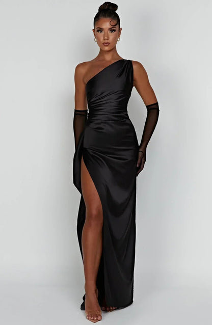 Eveloria Damen One-Shoulder-Kleid Satin