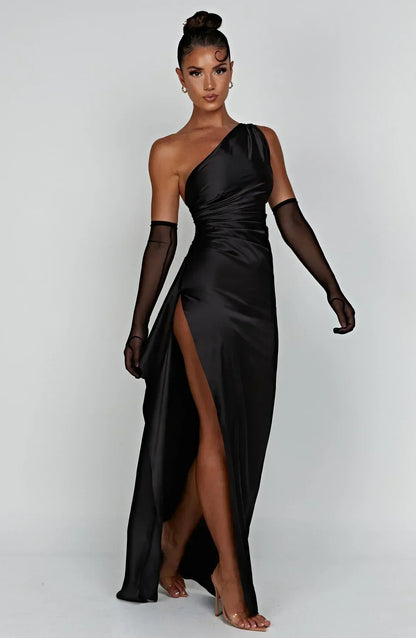 Eveloria Damen One-Shoulder-Kleid Satin