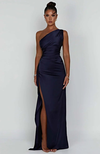 Eveloria Damen One-Shoulder-Kleid Satin