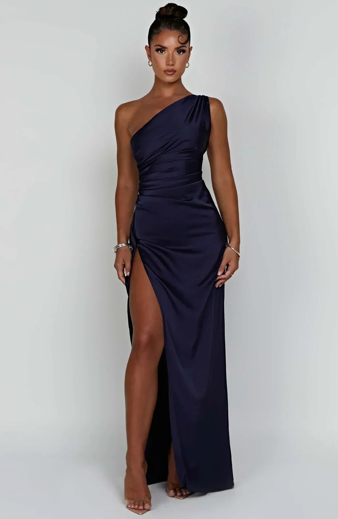 Eveloria Damen One-Shoulder-Kleid Satin