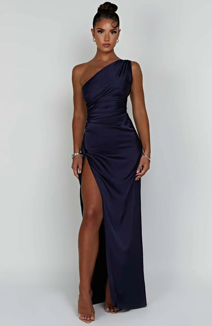 Eveloria Damen One-Shoulder-Kleid Satin