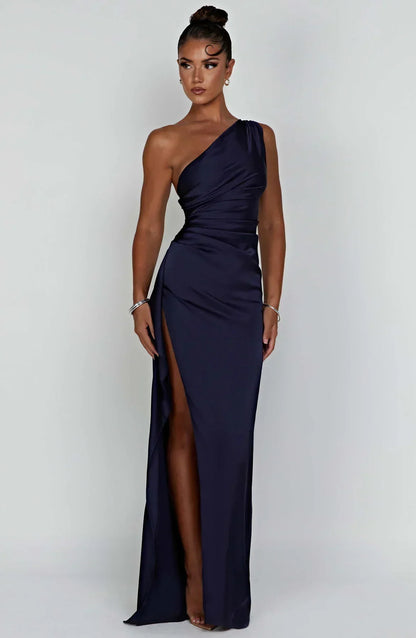 Eveloria Damen One-Shoulder-Kleid Satin