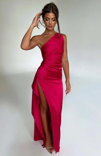 Eveloria Damen One-Shoulder-Kleid Satin