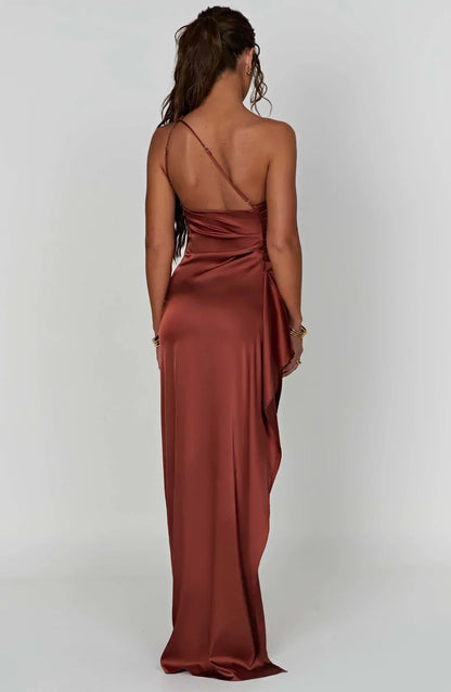 Eveloria Damen One-Shoulder-Kleid Satin
