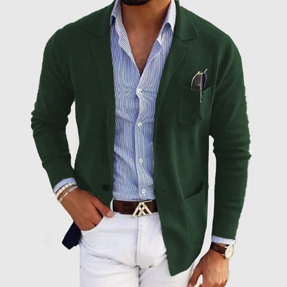 Herren Leinenblazer Reverskragen Leicht Beige