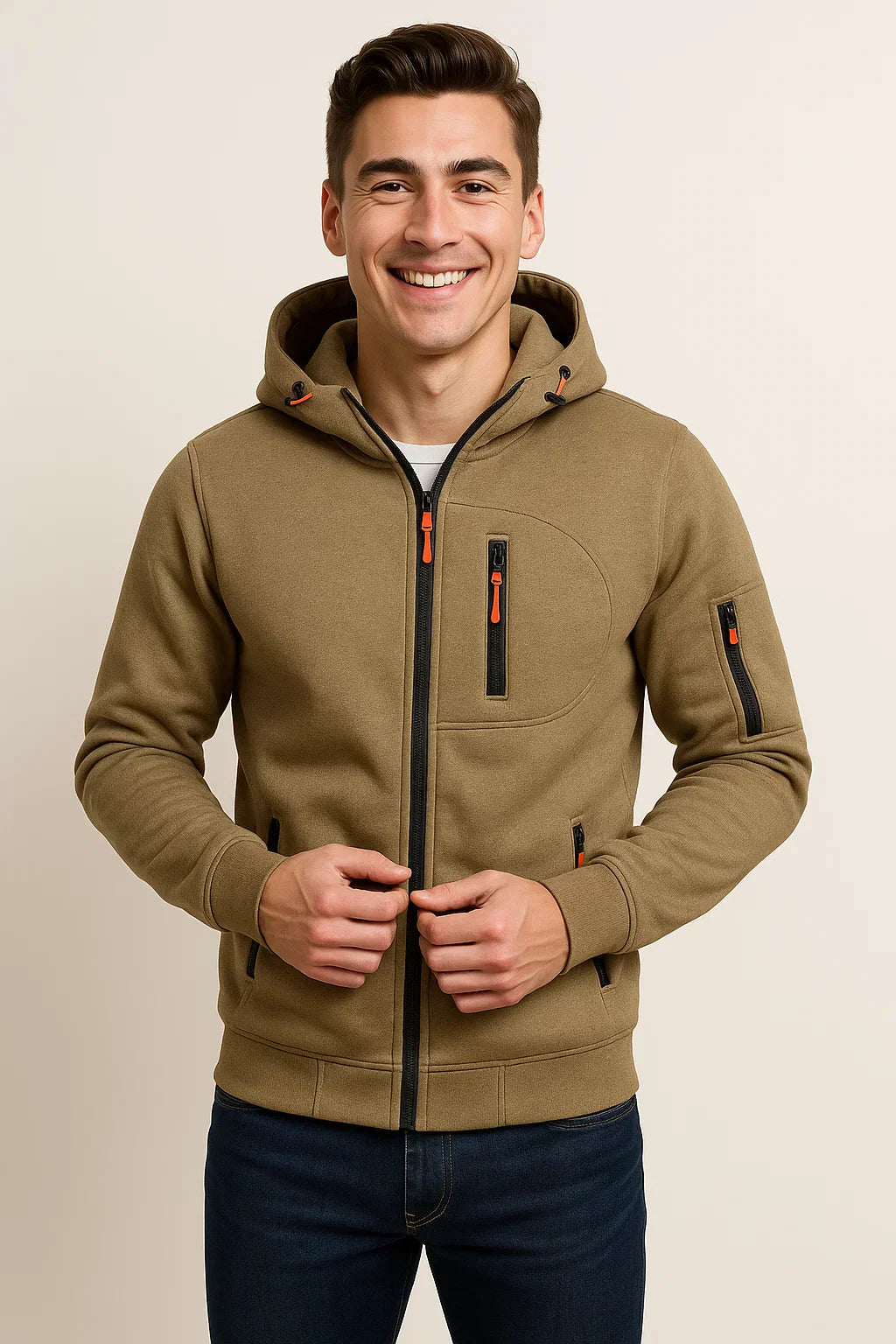 Herren Freizeitjacke mit Kapuze und Taschen