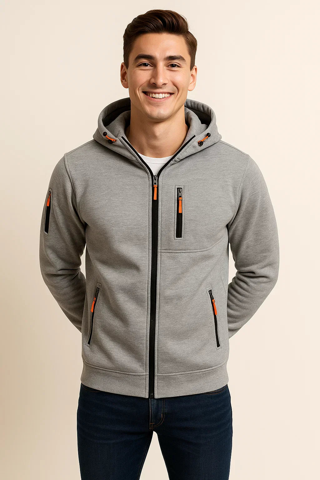 Herren Freizeitjacke mit Kapuze und Taschen