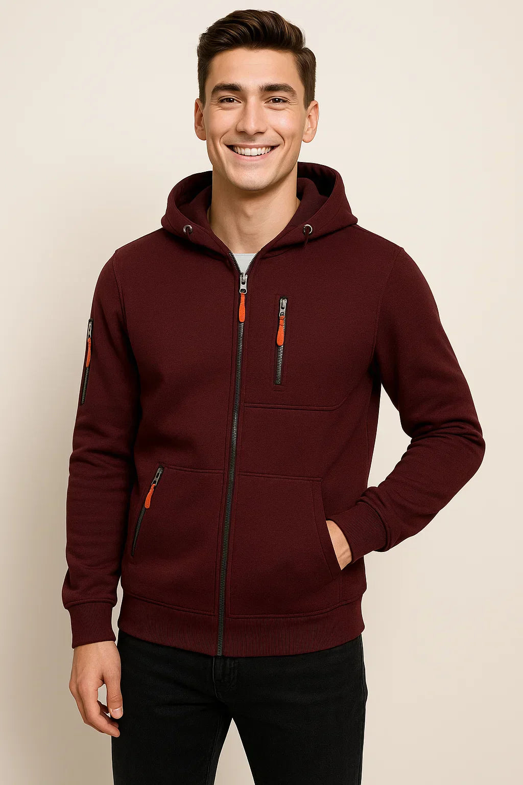 Herren Freizeitjacke mit Kapuze und Taschen