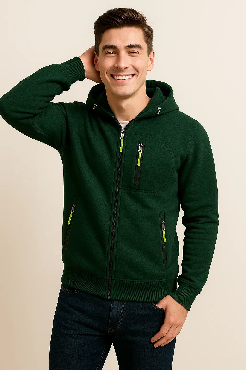 Herren Freizeitjacke mit Kapuze und Taschen