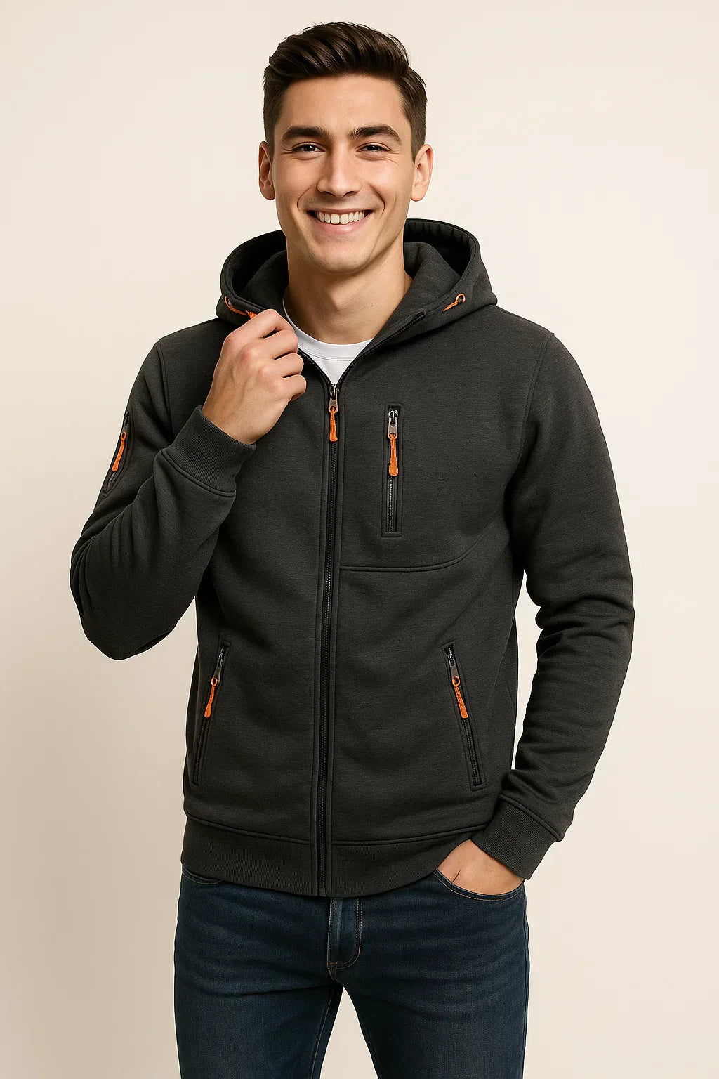 Herren Freizeitjacke mit Kapuze und Taschen