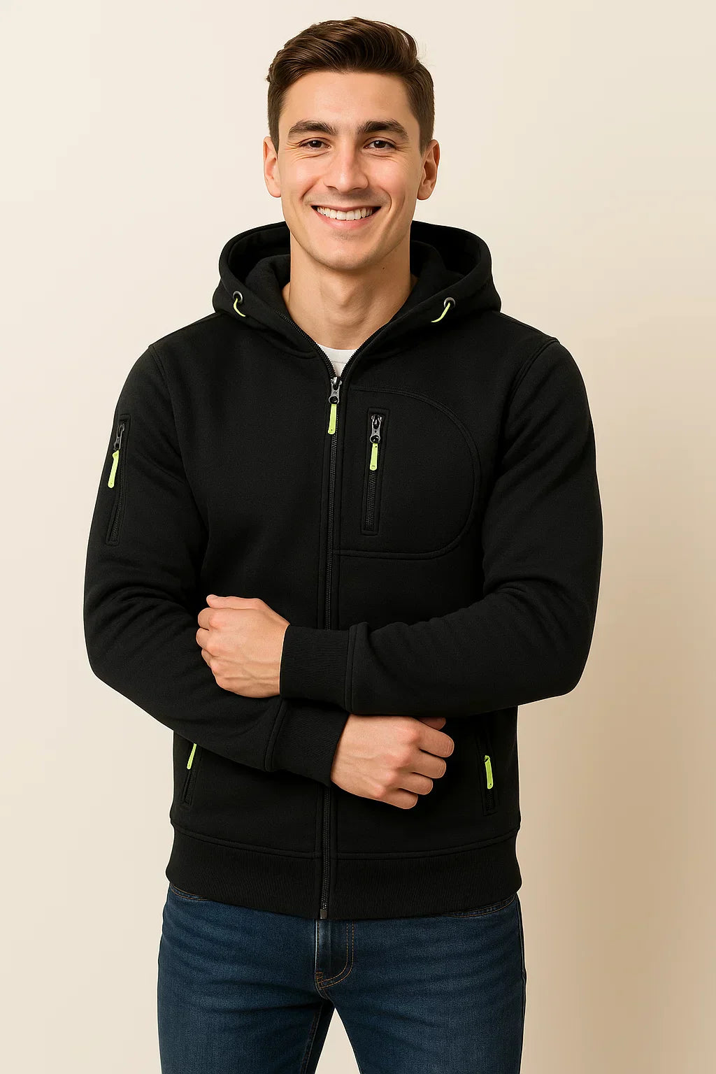 Herren Freizeitjacke mit Kapuze und Taschen
