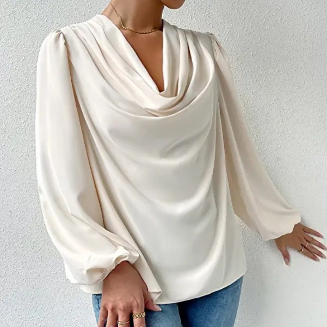 Elegante Damenbluse mit Drapé-Ausschnitt und langen Ärmeln